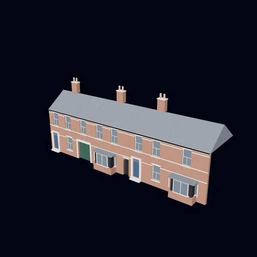 Terrace of 4 on the 8 m grid (generated: passage + arch), assembly preview