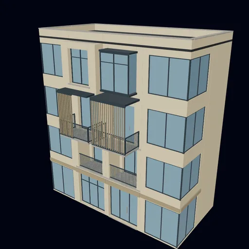 Mixed-use housing block, 3D model preview