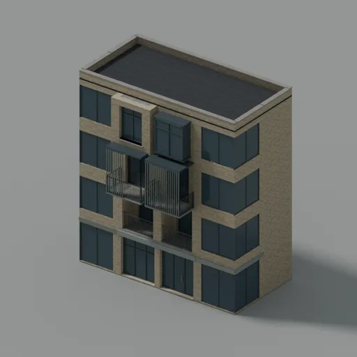 Mixed-use housing block, 3D model preview