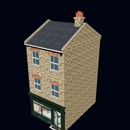 Barber with two chairs, 3D model preview