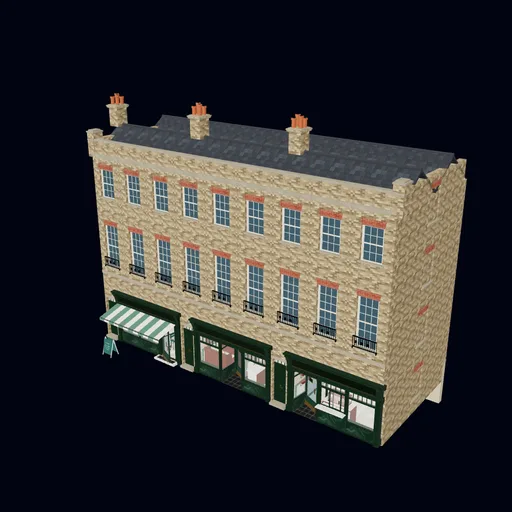 Shops under Georgian houses, 3D model preview