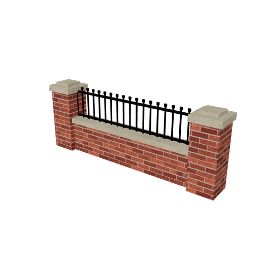 Mansion boundary wall, 3D model preview