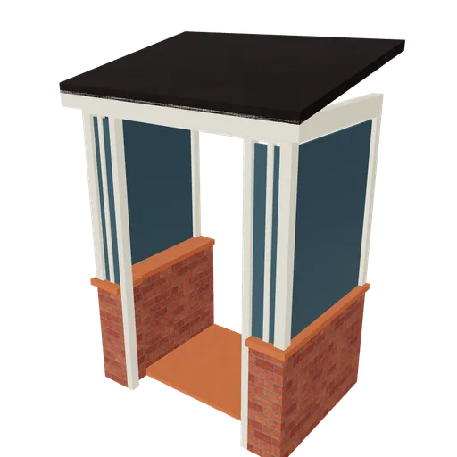 Semi porch enclosed, 3D model preview