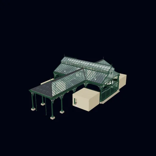 9 m × 6 m crossing with a 6 m hipped end, 3D model preview
