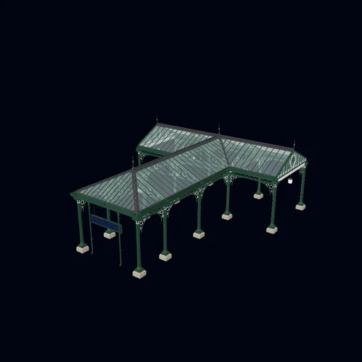 Two 6 m spans in a T under a ridge boss, 3D model preview