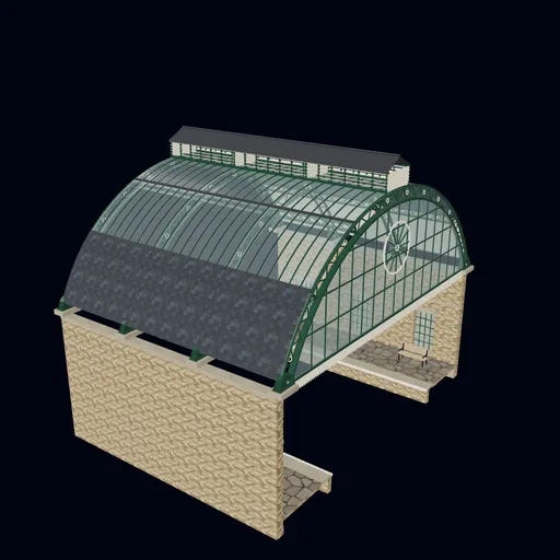Victorian markets and stations: Train shed section, 18 m arched span, rendered preview