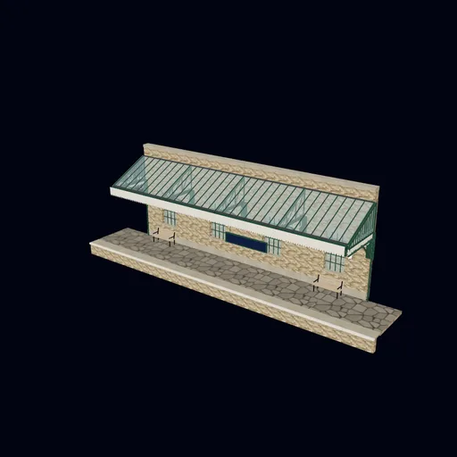 Wall-side platform canopy, 3D model preview