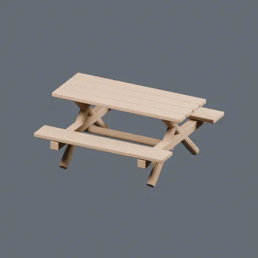 Picnic table, 3D model preview