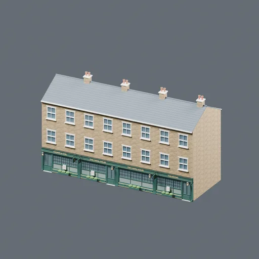 Row of pubs, 3D model preview