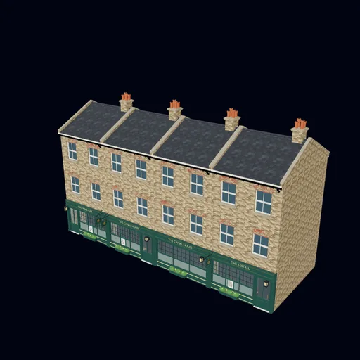Row of pubs, 3D model preview