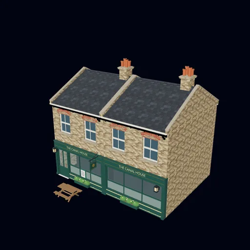 Wide-fronted pub, 3D model preview