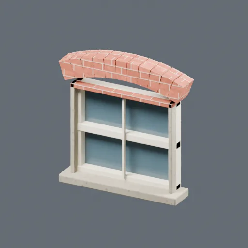 Basement sash window, 3D model preview