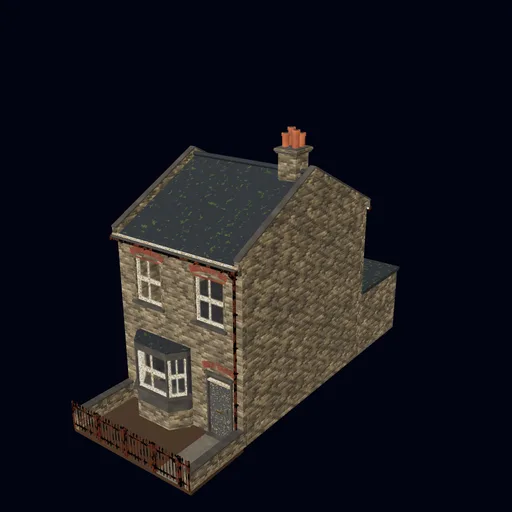Soot-blackened terrace house, 3D model preview