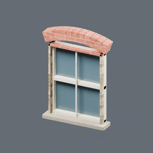 Victorian sash window, 3D model preview
