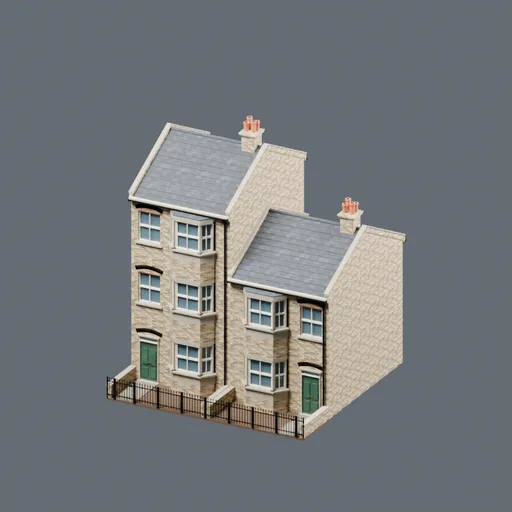 Stacked-bay terrace, 3D model preview