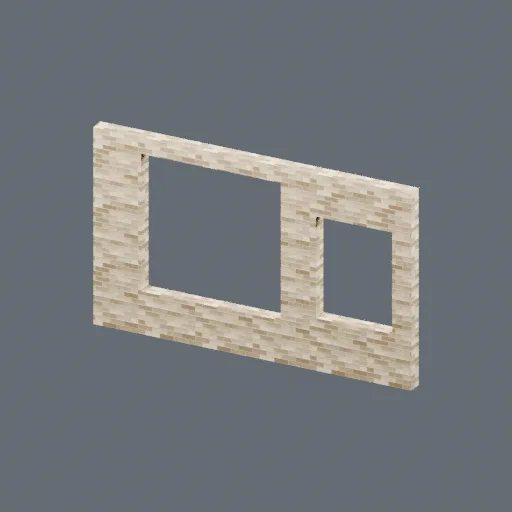 Upper-floor front wall with bay opening (right hand), 3D model preview
