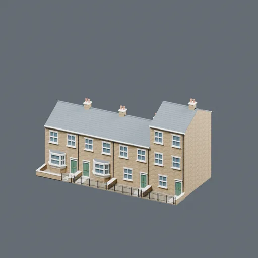 Varied terrace row, 3D model preview