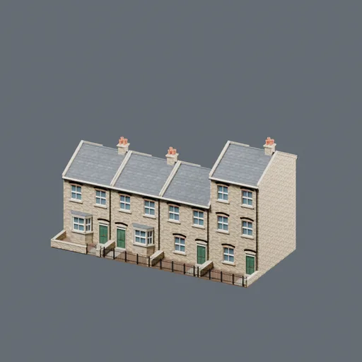 Varied terrace row, 3D model preview