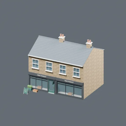 Mini market, 3D model preview