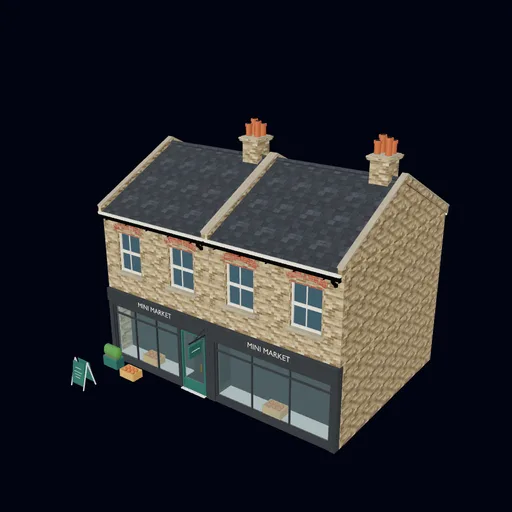 Mini market, 3D model preview