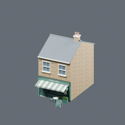 Restaurant front, 3D model preview