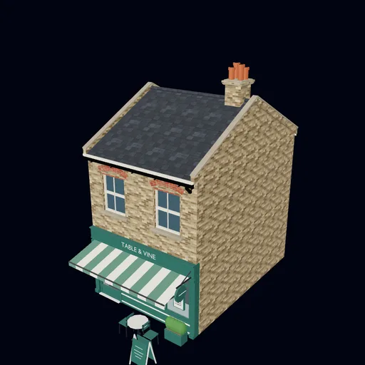 Restaurant front, 3D model preview