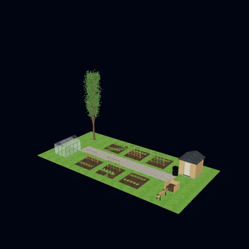 Community allotments (finished scene), 3D model preview