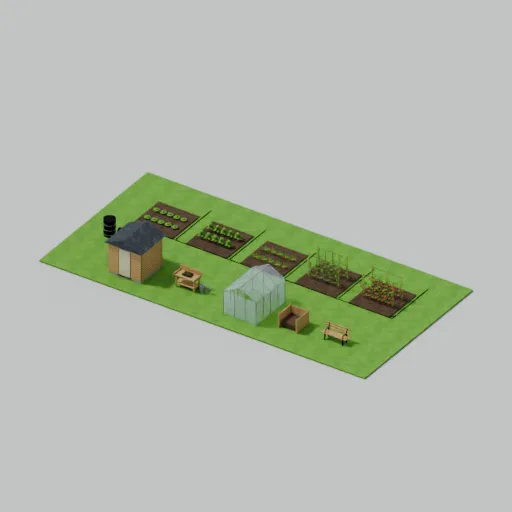 Working allotment garden, 3D model preview