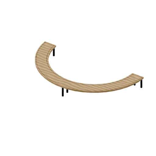 Bench curved, 3D model preview