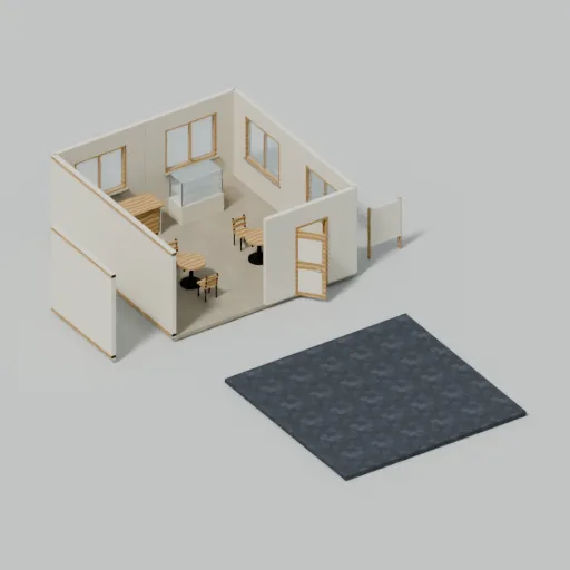 Furnished park café, 3D model preview