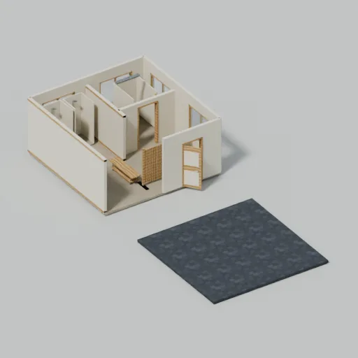 Changing room and washroom, 3D model preview