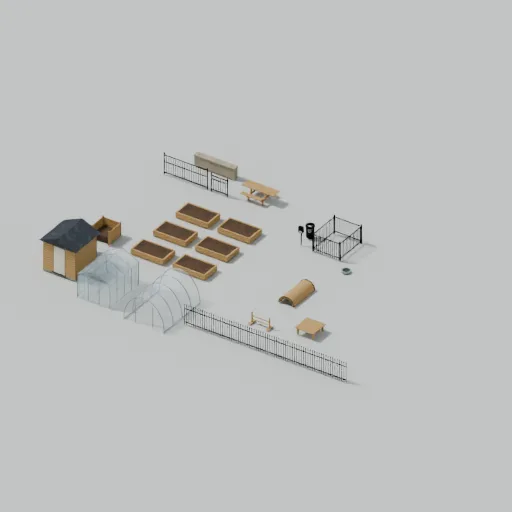 Community garden and dog area, 3D model preview