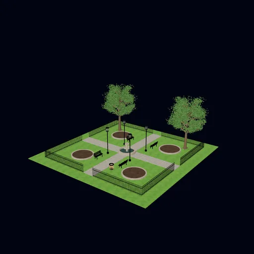 Parks: Formal park garden (finished scene), rendered preview