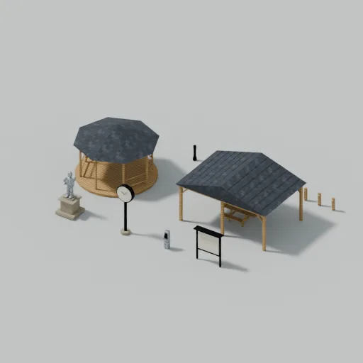 Gazebo and modular pavilion, 3D model preview