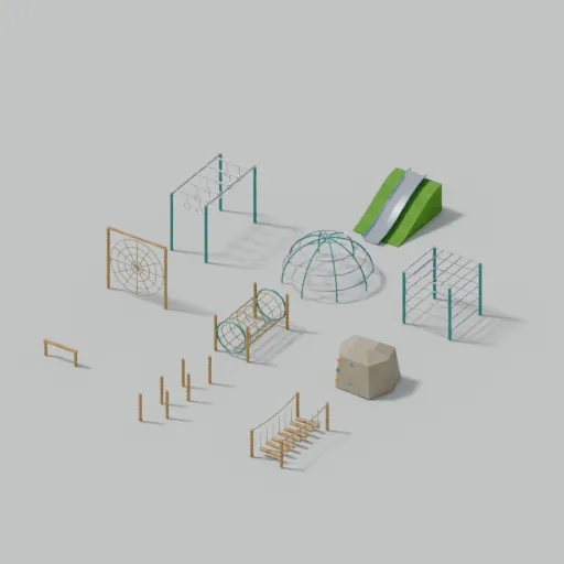 Climbing and obstacle trail, 3D model preview