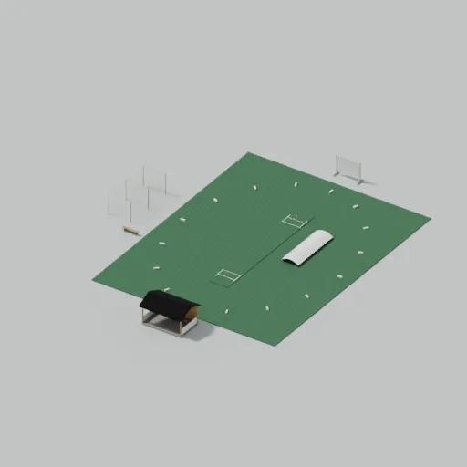 Cricket practice and pavilion, 3D model preview