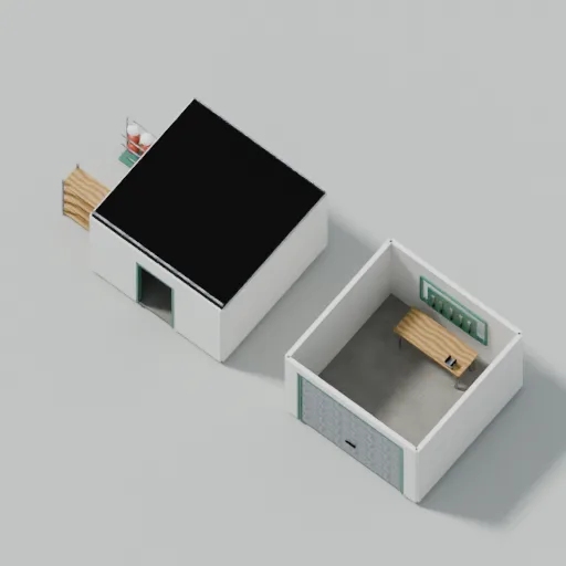 Equipment store and maintenance garage, 3D model preview