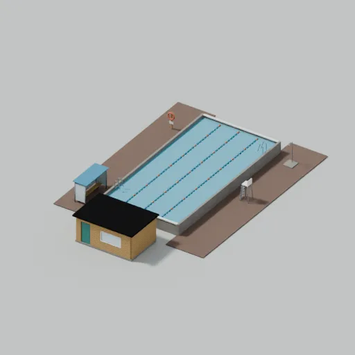 Outdoor pool, 3D model preview
