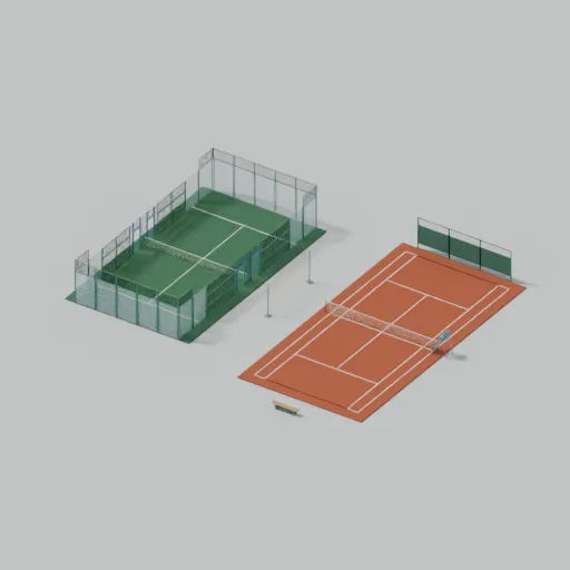 Padel and tennis facilities, 3D model preview