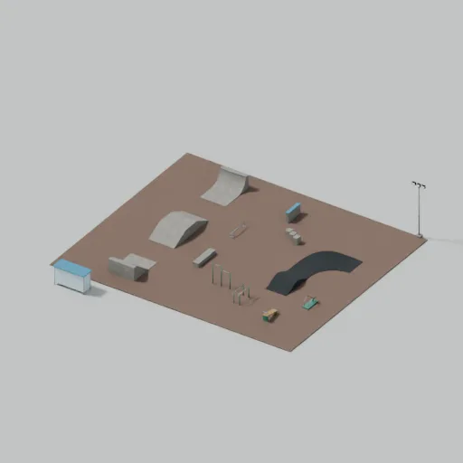 Skate, cycle and outdoor gym, 3D model preview