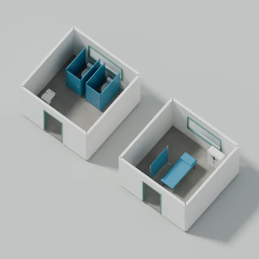 Toilets and first aid rooms, 3D model preview