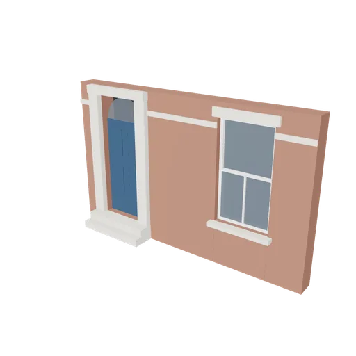 Victorian door bay with fanlight, 3D model preview