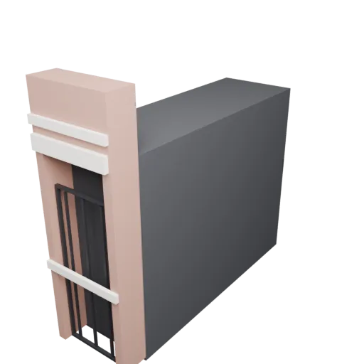 Passage bay (1 m covered passage, iron gate), 3D model preview