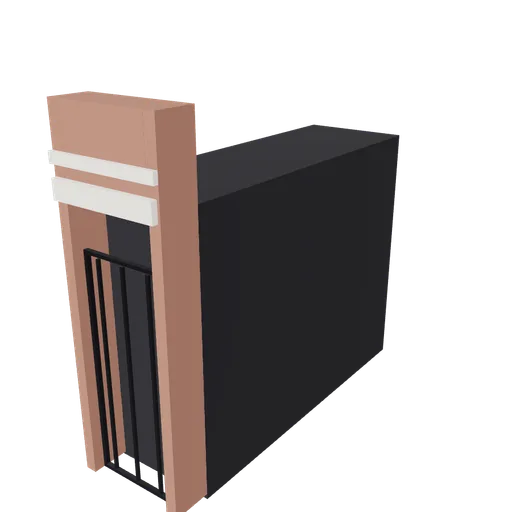 Covered passage with iron gate (1 m), 3D model preview