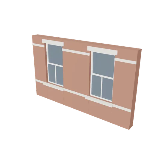 Victorian wall bay, two sash windows, 3D model preview