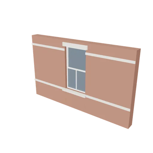 Victorian wall bay, one sash window, 3D model preview